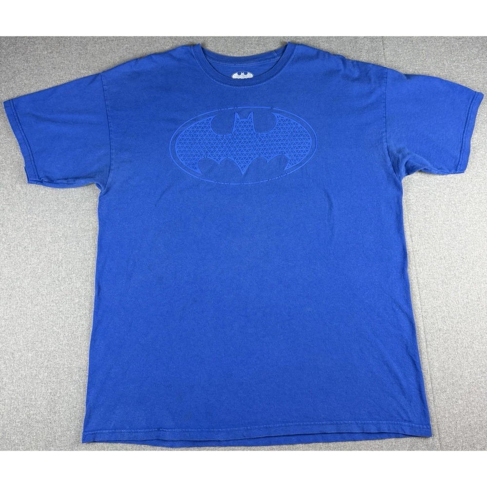 Batman Mens XL T Shirt Blue Tonal Logo DC Comics Graphic Tee 100% Cotton